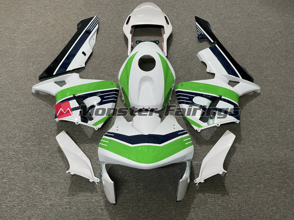 Honda CBR600RR 2003 - 2004 Green White Race ABS fairings - custom motorcycle bodywork kit by Monster Fairings