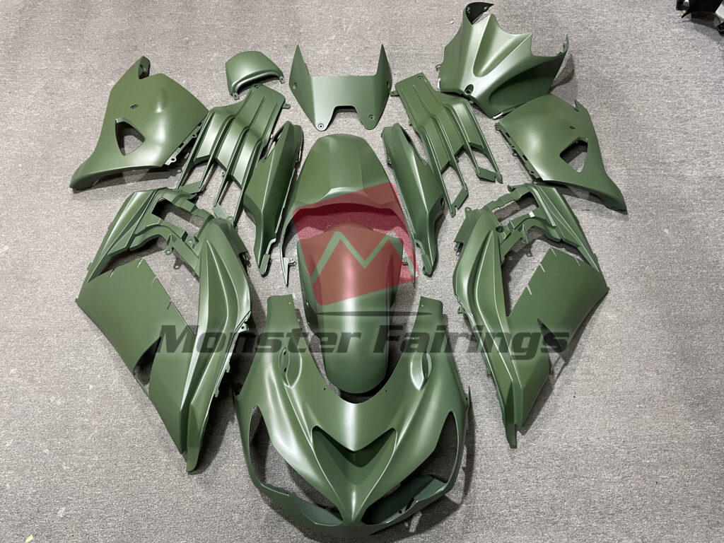 Kawasaki ZX14R 2012 - 2024 Matte Green ABS fairings - custom motorcycle bodywork kit by Monster Fairings