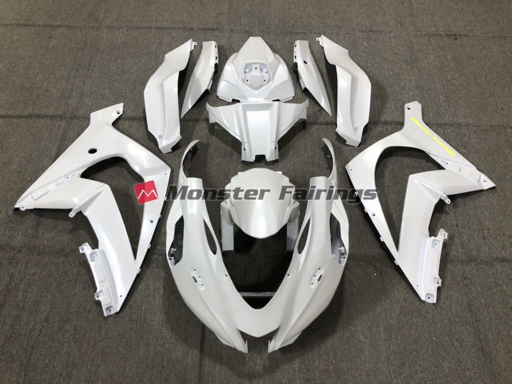 Kawasaki ZX10R 2016 - 2020 Pearl Matte White Track ABS fairings - custom motorcycle bodywork kit by Monster Fairings