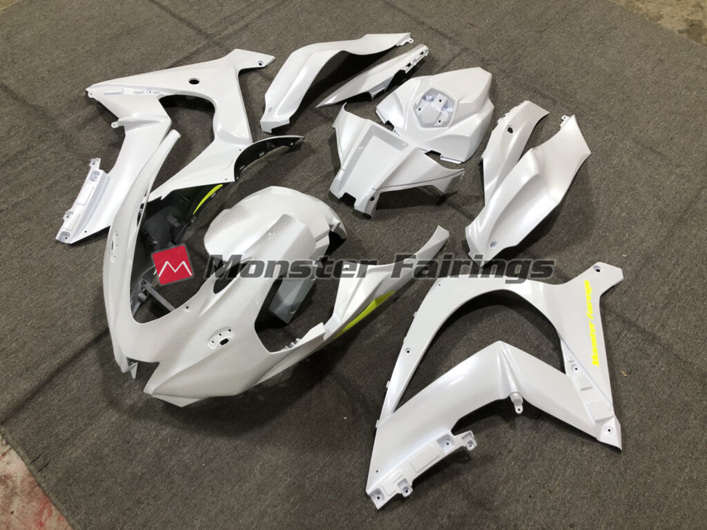 Kawasaki ZX10R custom ABS fairings 2016 - 2020 in Pearl Matte White Track - durable replacement kit, Monster Fairings