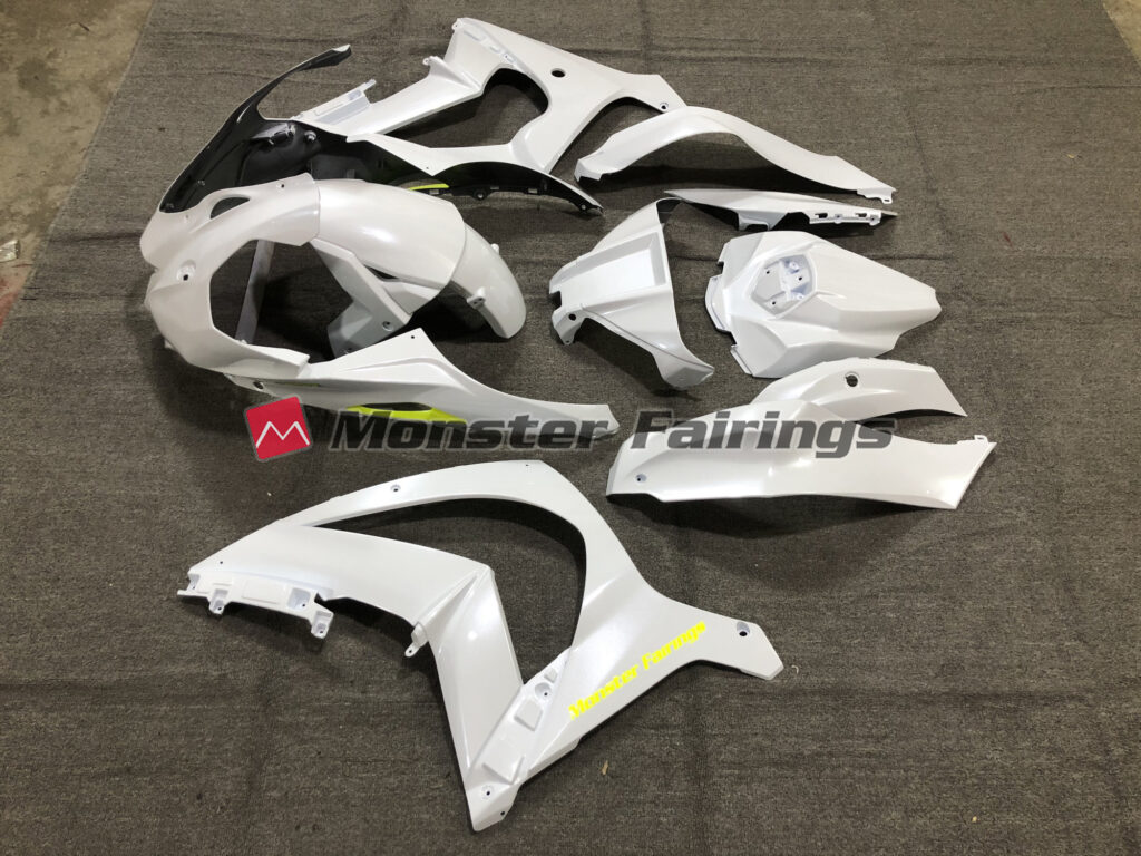 2016 - 2020 Kawasaki ZX10R Pearl Matte White Track fairing set - ABS injection, custom painted by Monster Fairings