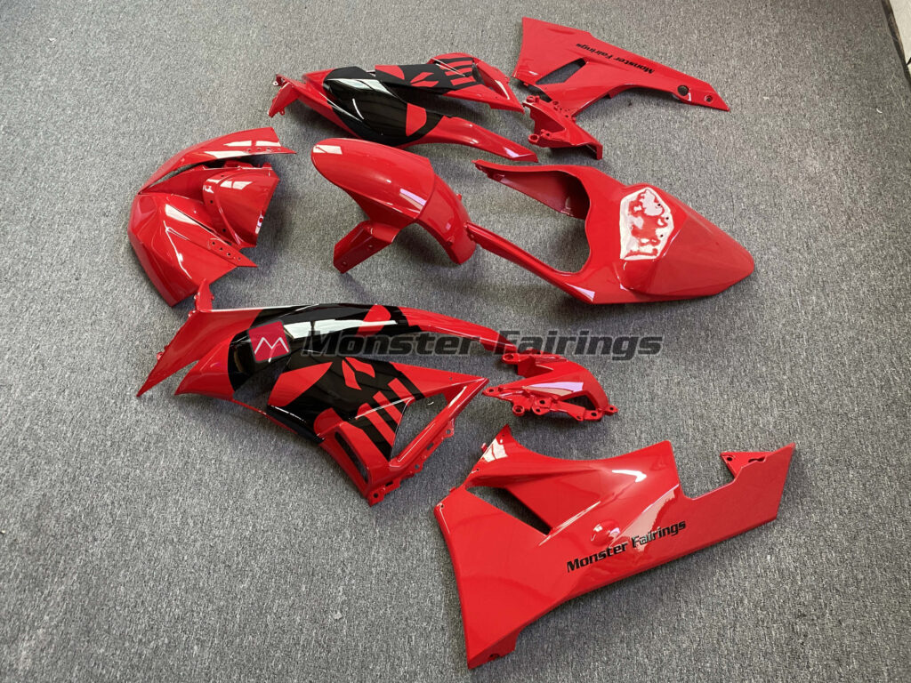 2011 - 2015 Kawasaki ZX10R Red Punisher Race fairing set - ABS injection, custom painted by Monster Fairings