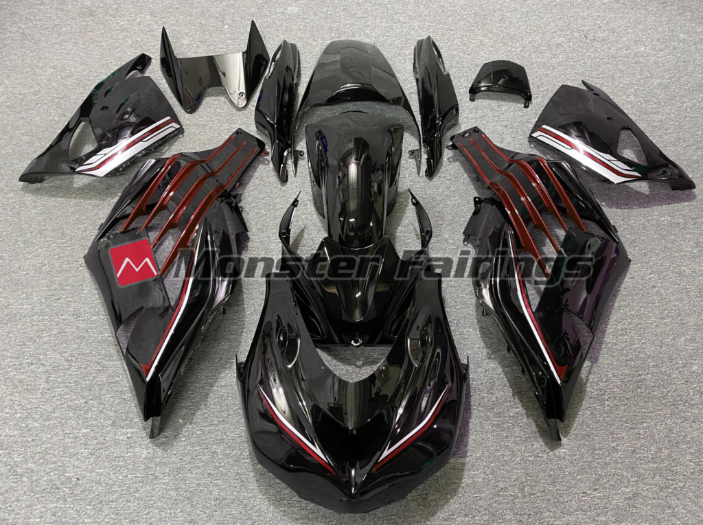 Kawasaki ZX14R 2012 - 2024 Gloss Red Black Race ABS fairings - custom motorcycle bodywork kit by Monster Fairings