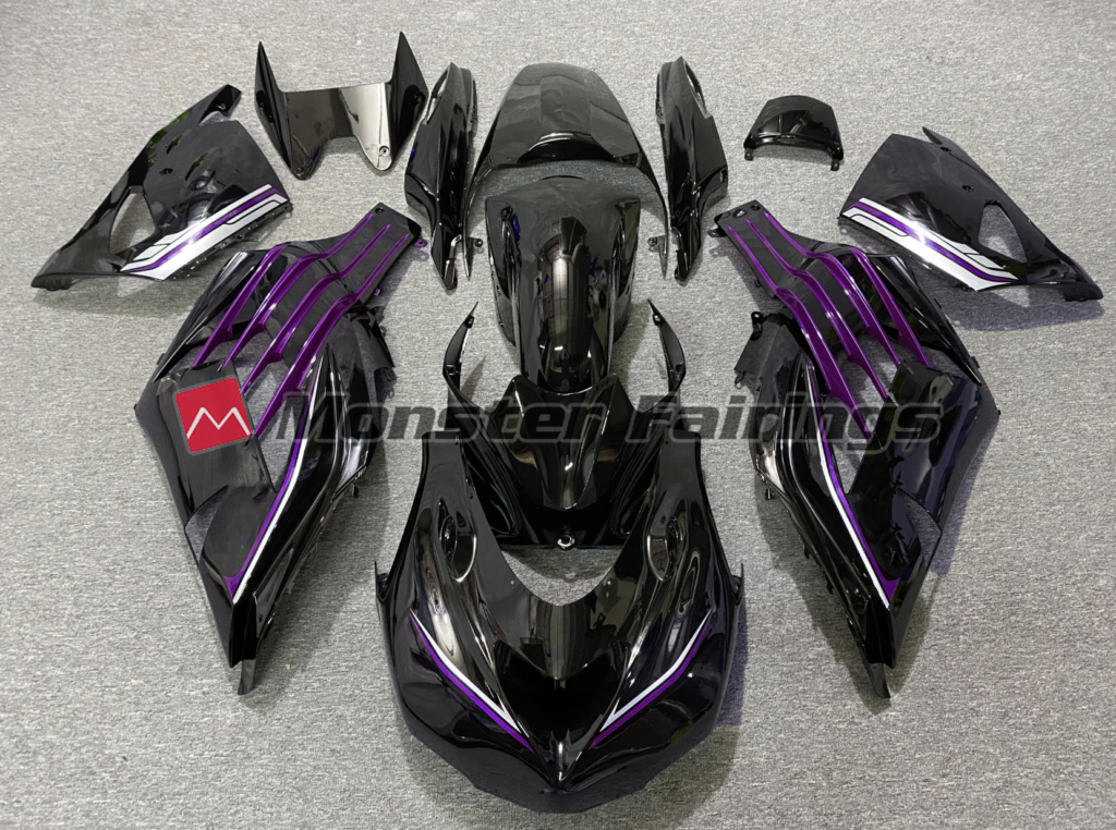 Kawasaki ZX14R 2012 - 2024 Gloss Purple Black Race ABS fairings - custom motorcycle bodywork kit by Monster Fairings