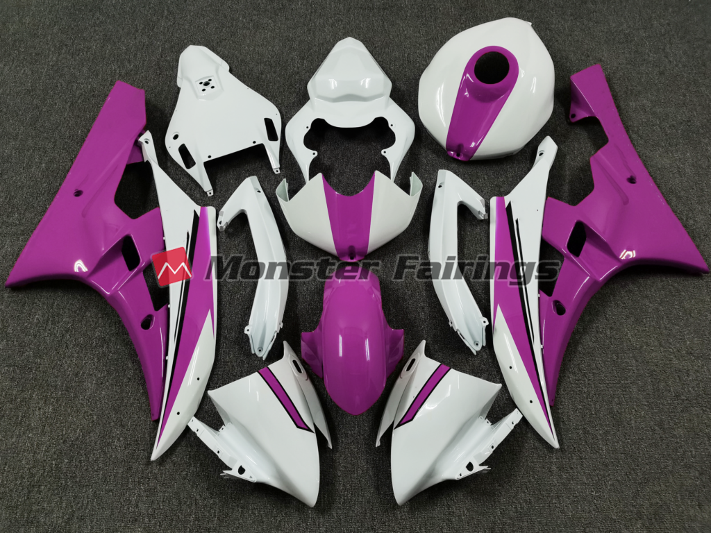 Yamaha R6 2006 - 2007 Pink White Race ABS fairings - custom motorcycle bodywork kit by Monster Fairings