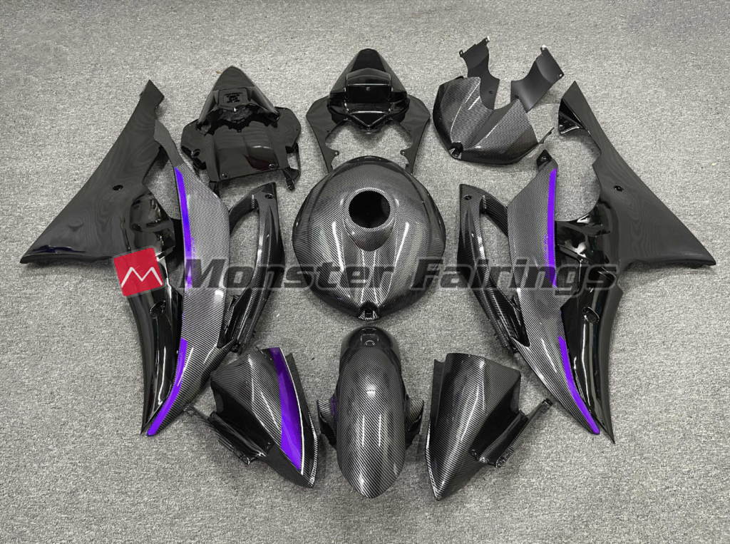 Yamaha R6 2008 - 2016 Carbon Fiber Style Gloss Purple Race ABS fairings - custom motorcycle bodywork kit by Monster Fairings