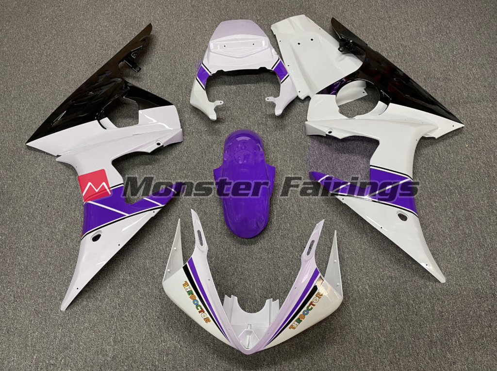 Yamaha R6 2003 - 2004 Purple White Race ABS fairings - custom motorcycle bodywork kit by Monster Fairings