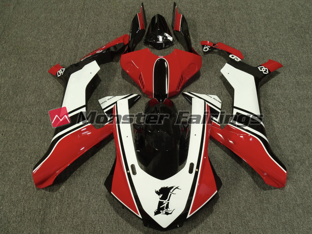 Yamaha R1 2015 - 2019 Red White Race ABS fairings - custom motorcycle bodywork kit by Monster Fairings