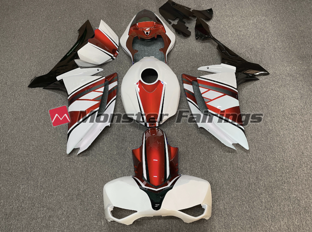 Yamaha R1 2007 - 2008 Gloss Red White Race ABS fairings - custom motorcycle bodywork kit by Monster Fairings