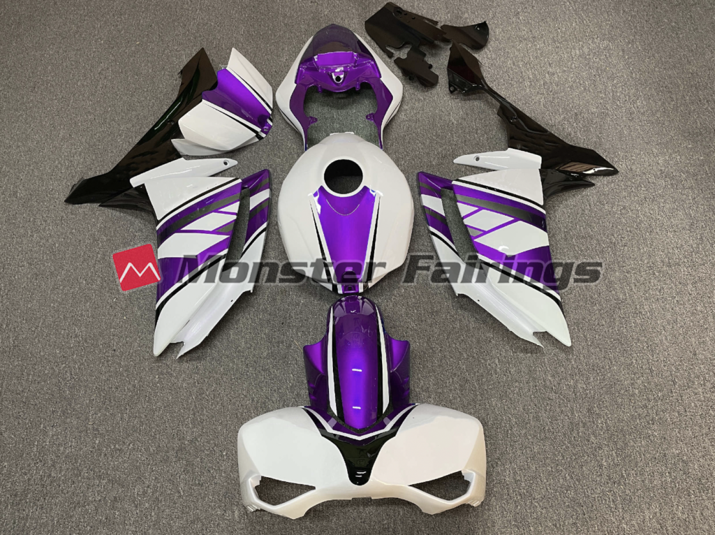 Yamaha R1 2007 - 2008 Gloss Purple White Race ABS fairings - custom motorcycle bodywork kit by Monster Fairings