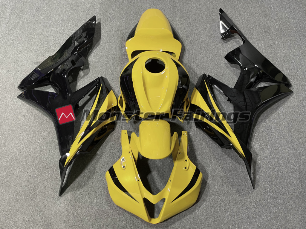 Honda CBR600RR 2007 - 2008 Yellow Black Race ABS fairings - custom motorcycle bodywork kit by Monster Fairings