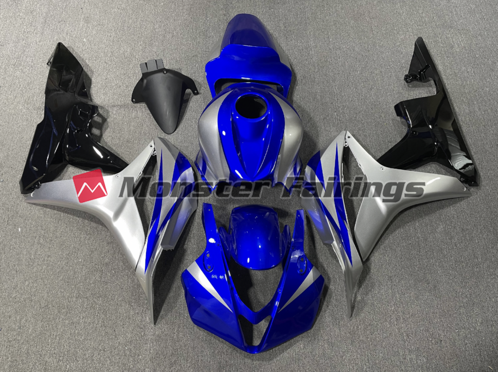 Honda CBR600RR 2007 - 2008 Blue Silver Race ABS fairings - custom motorcycle bodywork kit by Monster Fairings