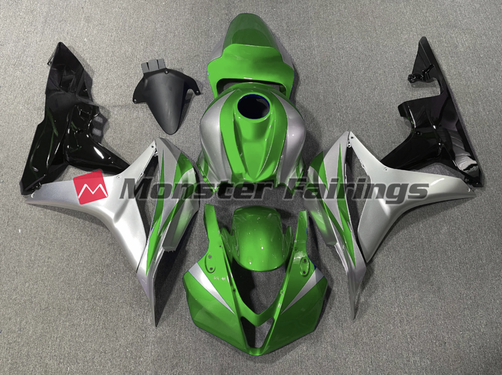 Honda CBR600RR 2007 - 2008 Green Silver Race ABS fairings - custom motorcycle bodywork kit by Monster Fairings