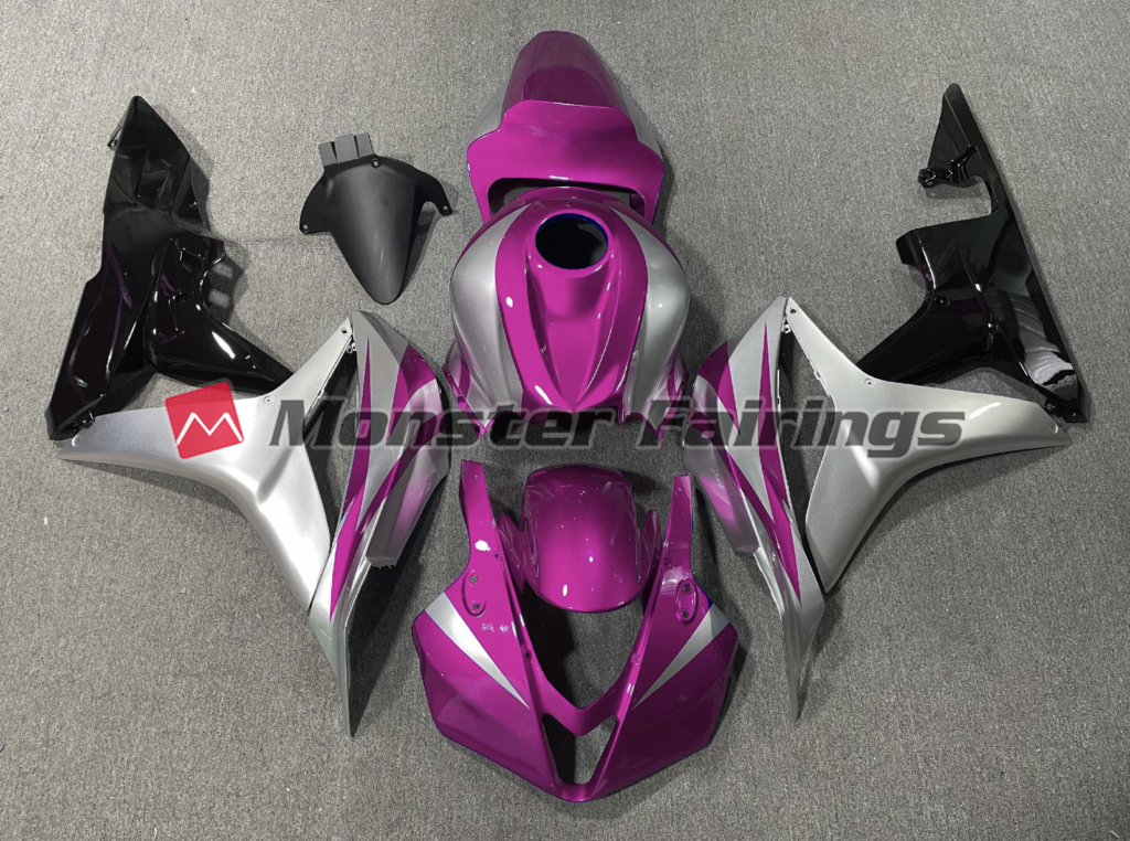 Honda CBR600RR 2007 - 2008 Pink Silver Race ABS fairings - custom motorcycle bodywork kit by Monster Fairings