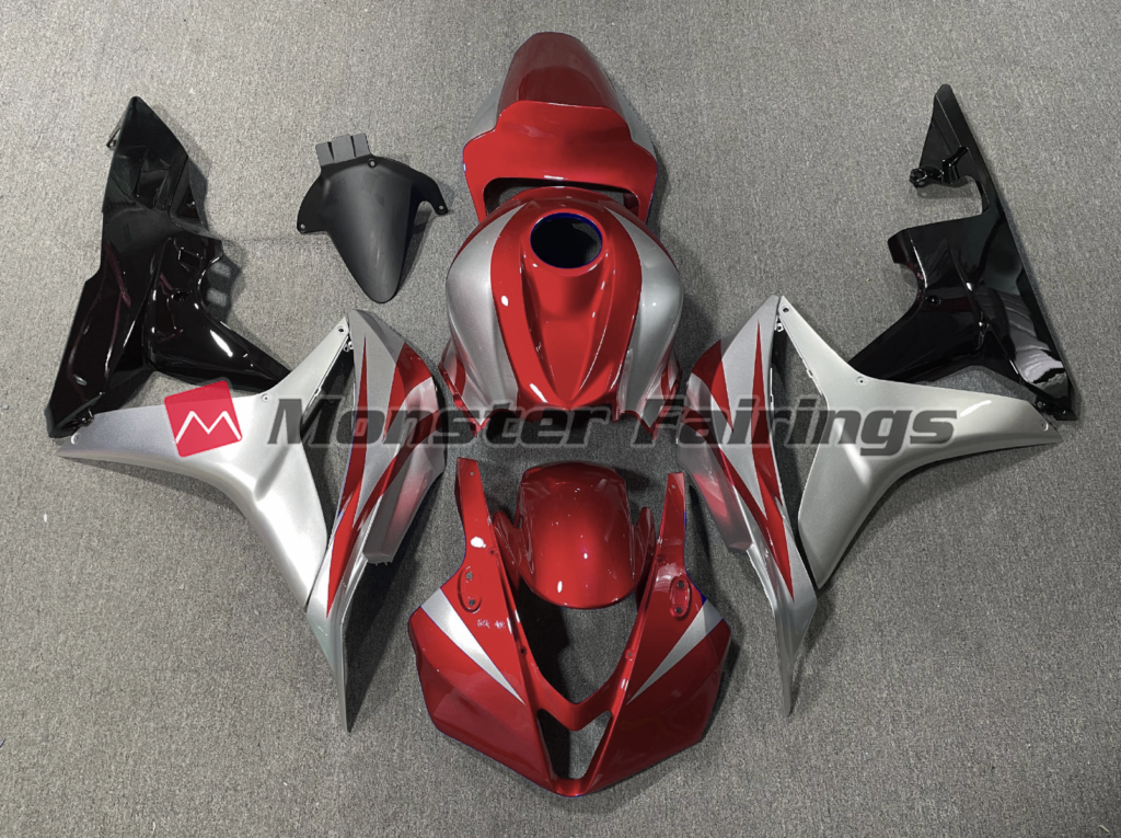 Honda CBR600RR 2007 - 2008 Red Silver Race ABS fairings - custom motorcycle bodywork kit by Monster Fairings