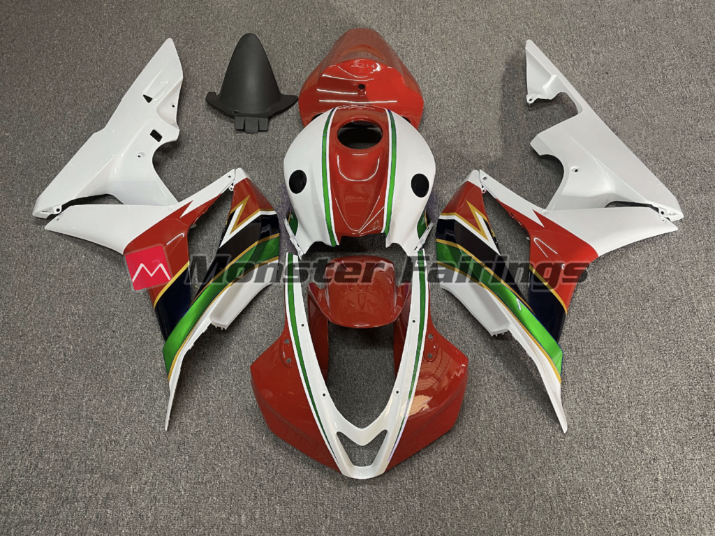Honda CBR600RR 2007 - 2008 Green Red Gold Race ABS fairings - custom motorcycle bodywork kit by Monster Fairings