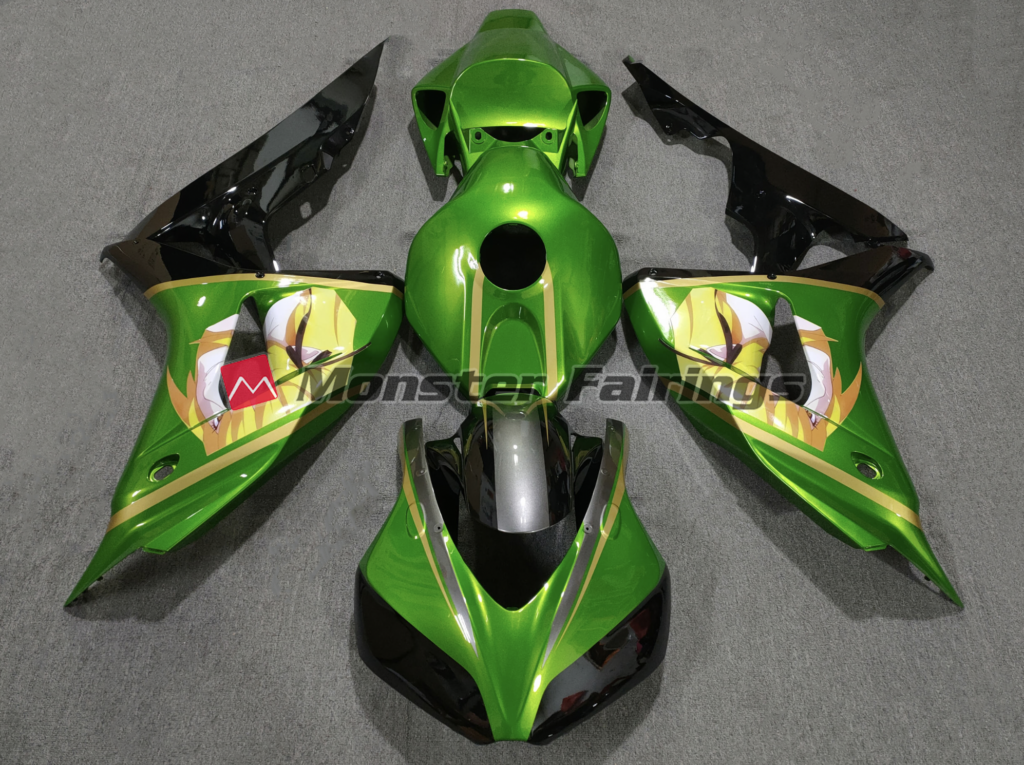 Honda CBR1000RR 2006 - 2007 Green Gloss Black Race ABS fairings - custom motorcycle bodywork kit by Monster Fairings