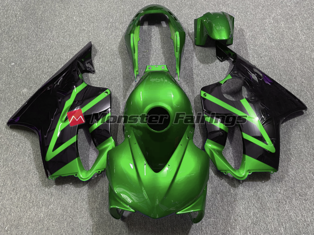 Honda CBR600 F4i 2004 - 2007 Green Black Race ABS fairings - custom motorcycle bodywork kit by Monster Fairings