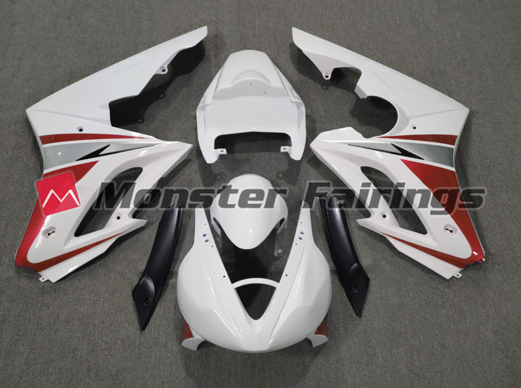 Triumph Daytona 675 2006 - 2008 Red White Race ABS fairings - custom motorcycle bodywork kit by Monster Fairings
