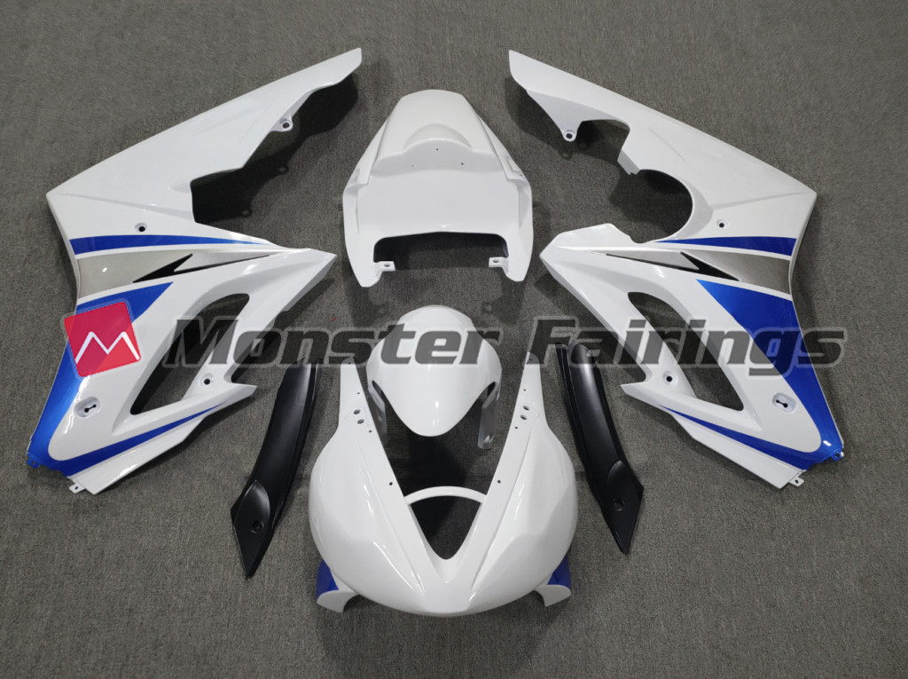 Triumph Daytona 675 2006 - 2008 Blue White Race ABS fairings - custom motorcycle bodywork kit by Monster Fairings
