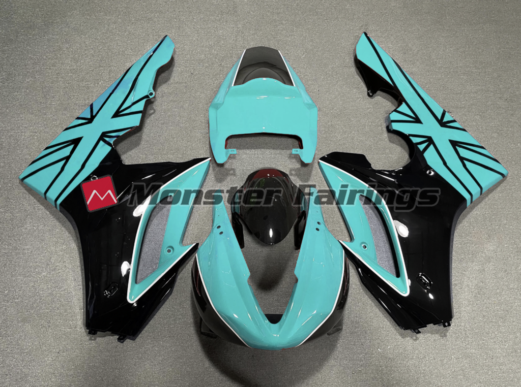 Triumph Daytona 675 2009 - 2012 Teal Black Race ABS fairings - custom motorcycle bodywork kit by Monster Fairings