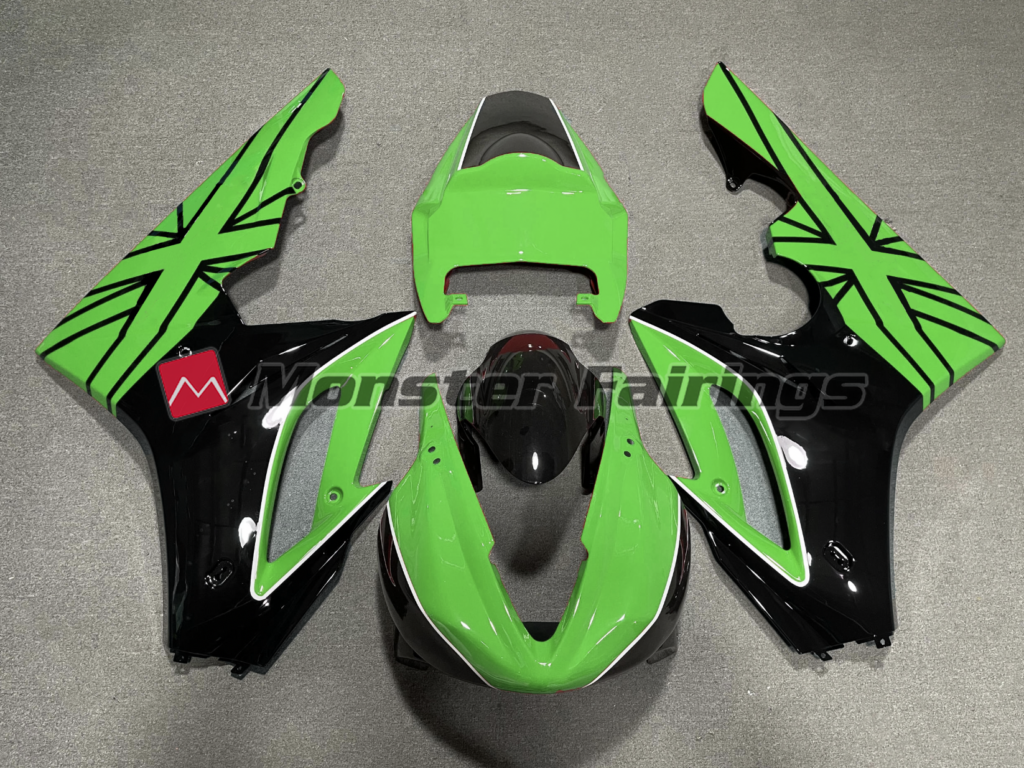Triumph Daytona 675 2009 - 2012 Green Black Race ABS fairings - custom motorcycle bodywork kit by Monster Fairings