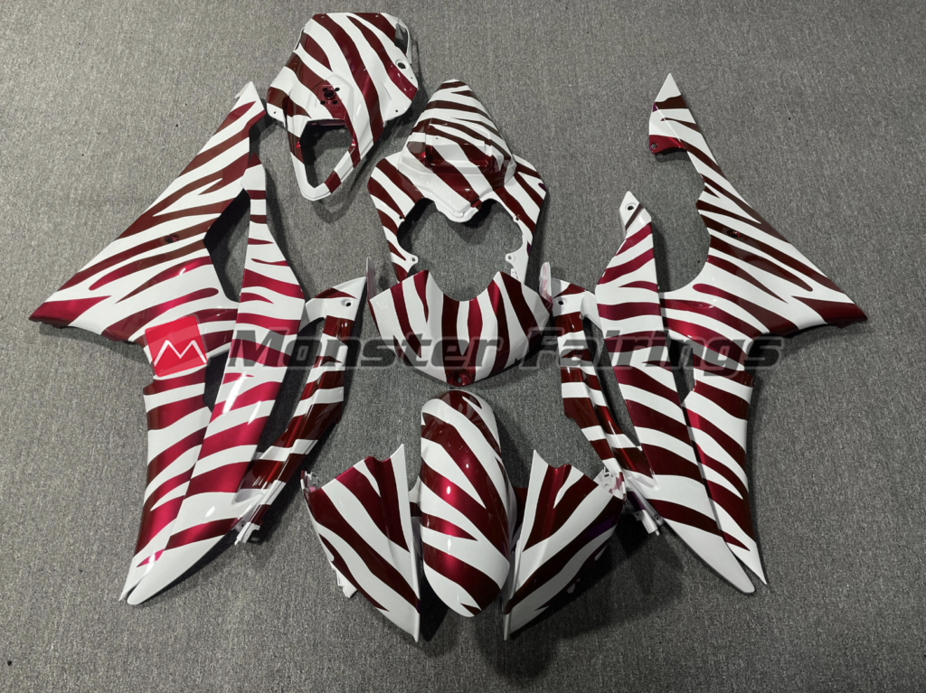 Yamaha R6 2008 - 2016 Red Zebra Race ABS fairings - custom motorcycle bodywork kit by Monster Fairings