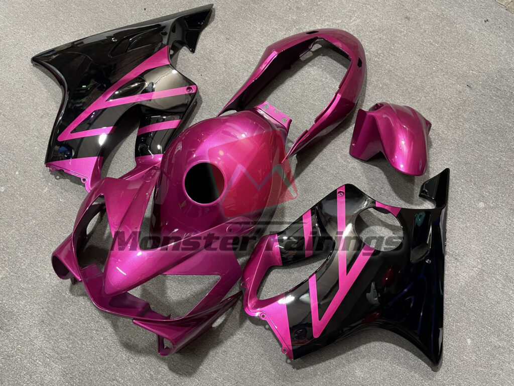 Honda CBR600 F4i custom ABS fairings 2004 - 2007 in Pink Black Race - durable replacement kit, Monster Fairings