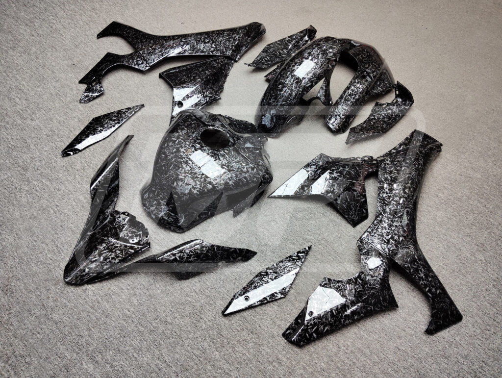 2020 - 2025 Yamaha R1 Gloss Forged Carbon Fiber Style fairing set - ABS injection, custom painted by Monster Fairings