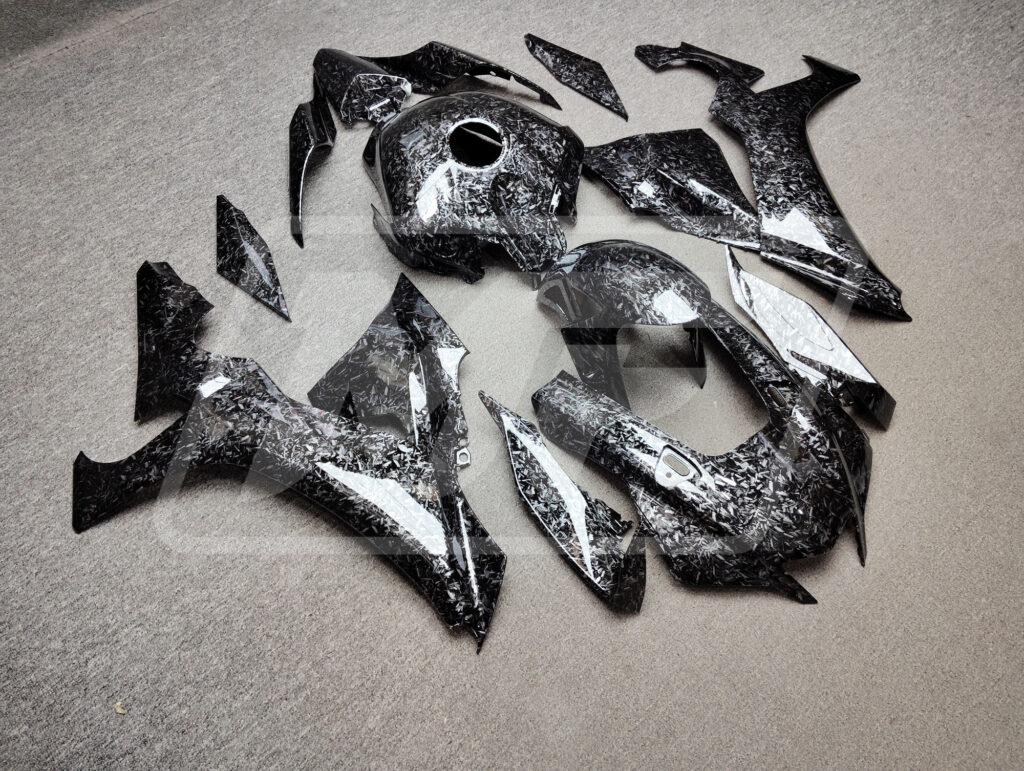 Yamaha R1 custom ABS fairings 2020 - 2025 in Gloss Forged Carbon Fiber Style - durable replacement kit, Monster Fairings