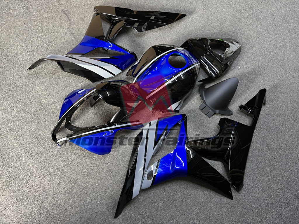 Gloss Black Gray & Blue ABS fairings for Honda CBR600RR 2007 - 2008 - premium OEM fit kit by Monster Fairings