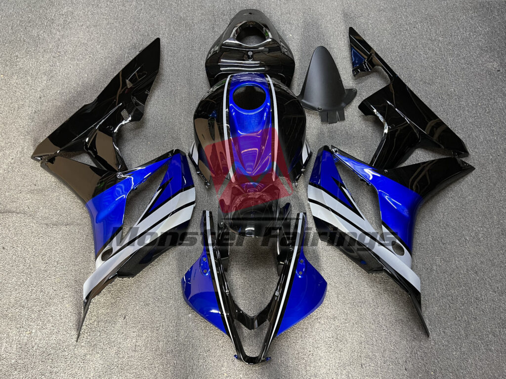 Honda CBR600RR 2007 - 2008 Gloss Black Gray & Blue ABS fairings - custom motorcycle bodywork kit by Monster Fairings