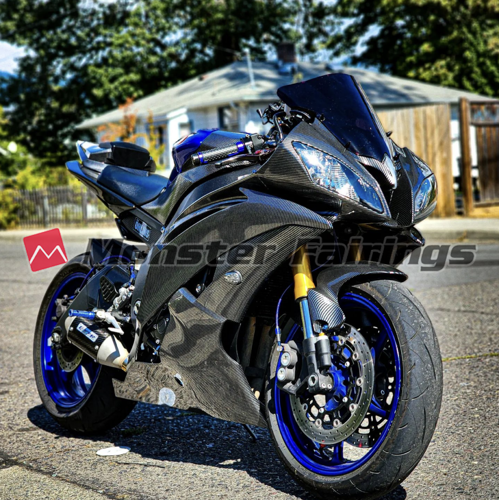 Monster Fairings ABS fairing kit for Yamaha R6 2008 - 2016 - Gloss Carbon Fiber Style, precise OEM fit