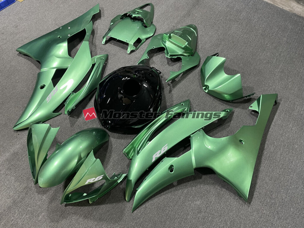 Monster Fairings ABS fairing kit for Yamaha R6 2008 - 2016 - Gloss Seafoam Green Black, precise OEM fit