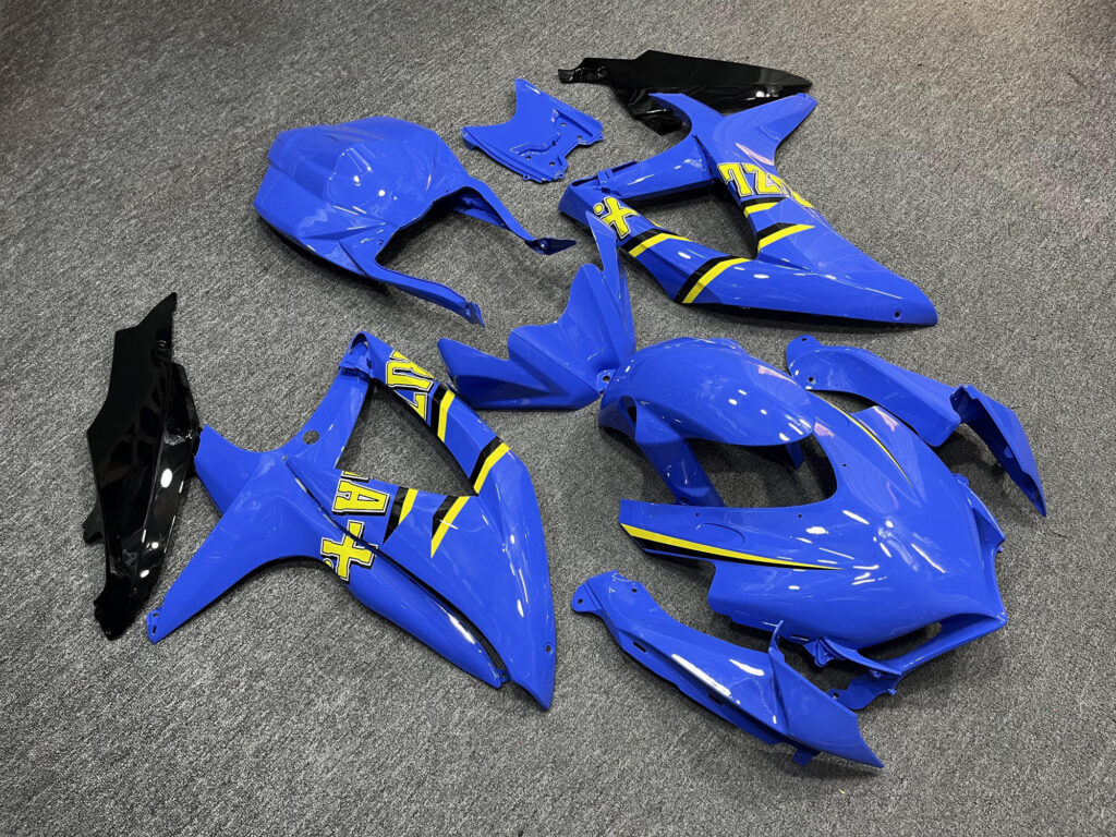 2008 - 2010 Suzuki GSXR Gloss Blue & Yellow Race fairing set - ABS injection, custom painted by Monster Fairings