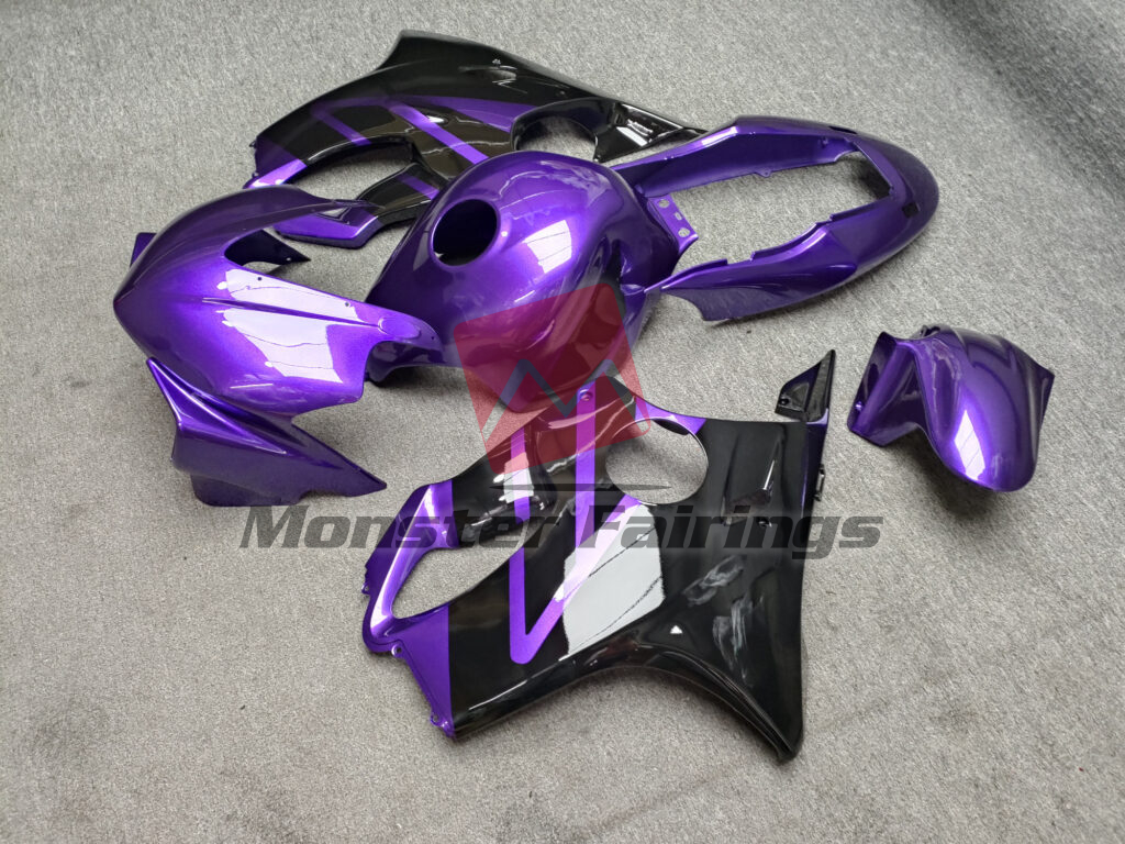 2004 - 2007 Honda CBR600 F4i Gloss Purple & Black Race fairing set - ABS injection, custom painted by Monster Fairings