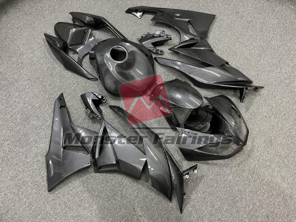 Kawasaki ZX6R custom ABS fairings 2009 - 2012 in Gloss Carbon Fiber Style - durable replacement kit, Monster Fairings