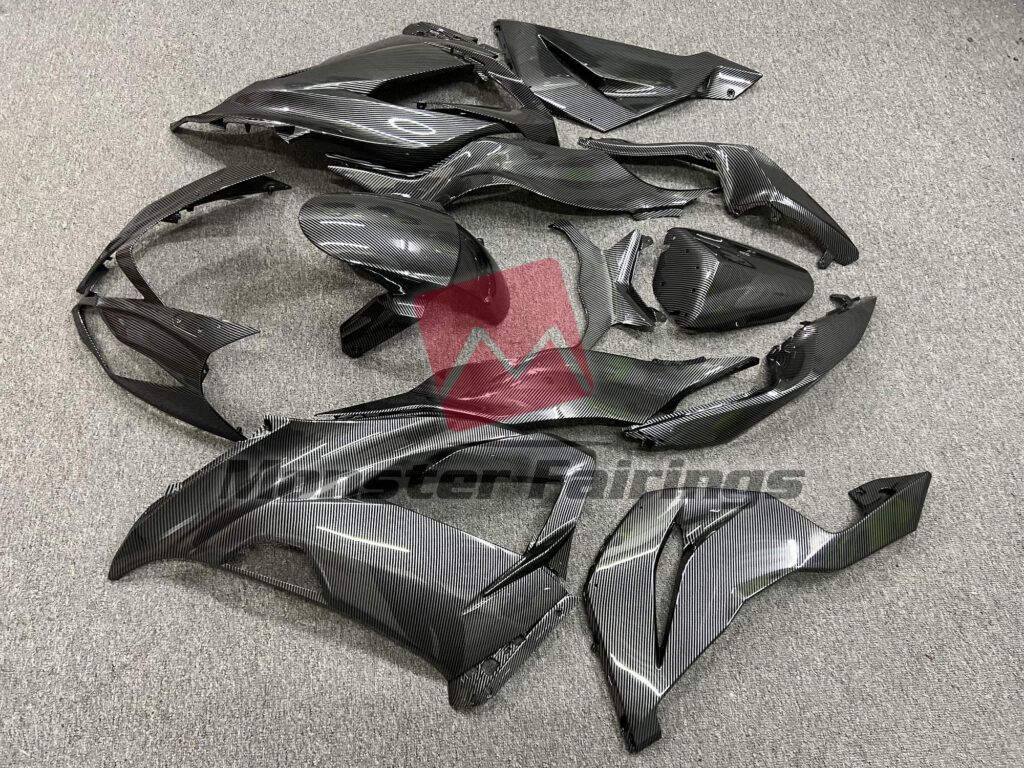 2013 - 2018 Kawasaki ZX6R Full Carbon Fiber Style fairing set - ABS injection, custom painted by Monster Fairings