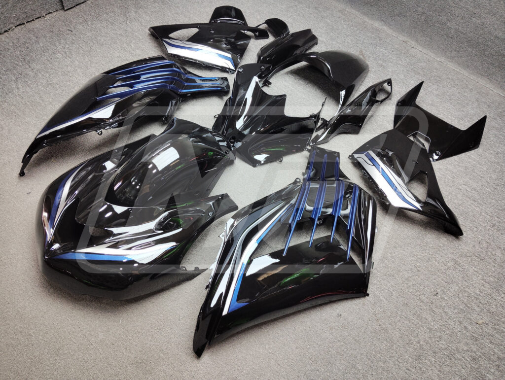 Gloss Black & Blue Silver Race ABS fairings for Kawasaki ZX14R 2012 - 2024 - premium OEM fit kit by Monster Fairings