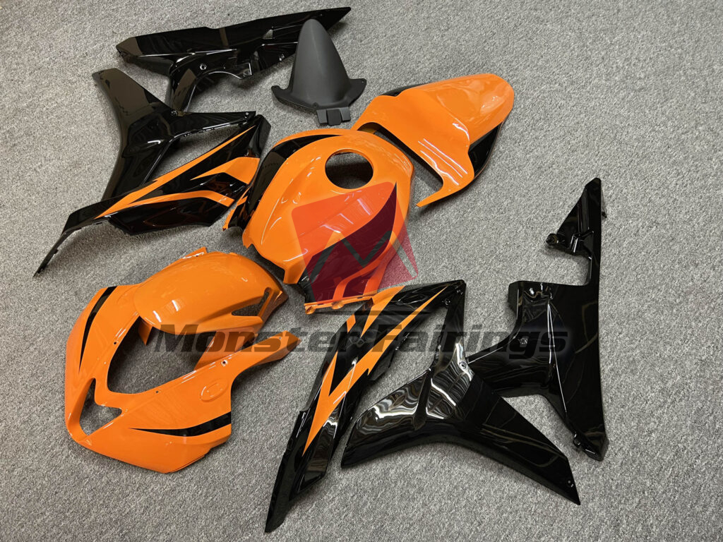Honda CBR600RR custom ABS fairings 2007 - 2008 in Gloss Orange & Black Race - durable replacement kit, Monster Fairings