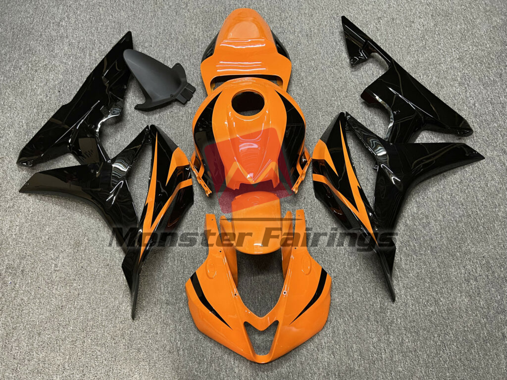 Honda CBR600RR 2007 - 2008 Gloss Orange & Black Race ABS fairings - custom motorcycle bodywork kit by Monster Fairings