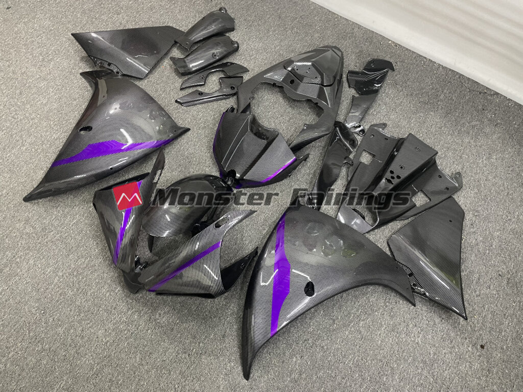 Carbon Fiber Style Purple Details ABS fairings for Yamaha R1 2012 - 2014 - premium OEM fit kit by Monster Fairings