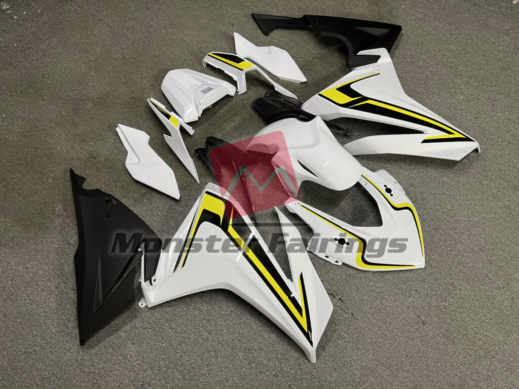 2019 - 2021 Honda CBR500R Yellow White & Black fairing set - ABS injection, custom painted by Monster Fairings