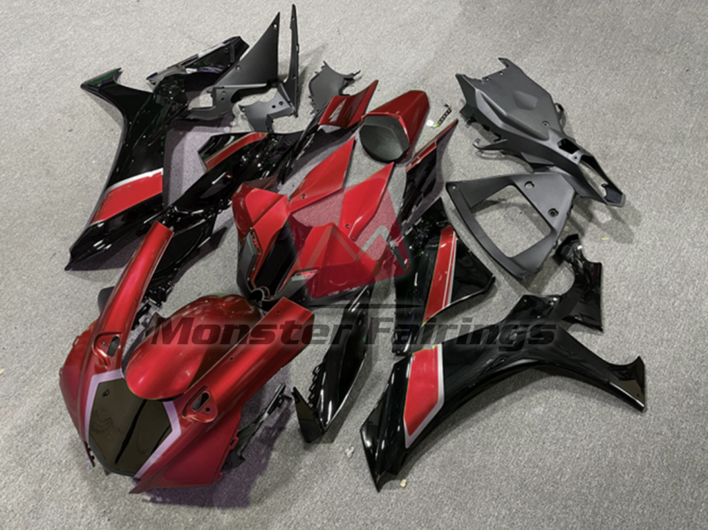 Yamaha R1 custom ABS fairings 2020 - 2025 in Gloss Red Black - durable replacement kit, Monster Fairings