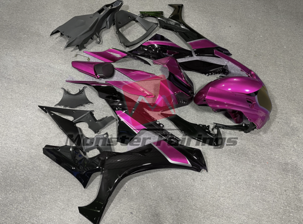 2020 - 2025 Yamaha R1 Gloss Pink Black fairing set - ABS injection, custom painted by Monster Fairings