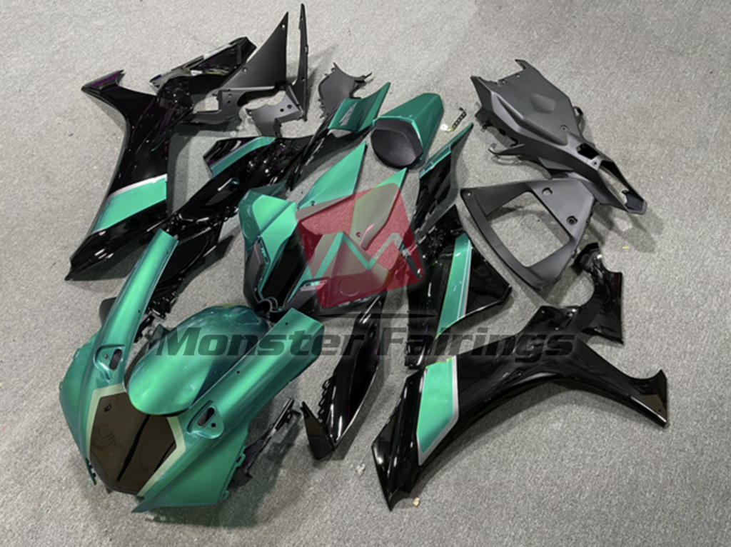 Gloss Teal Black ABS fairings for Yamaha R1 2020 - 2025 - premium OEM fit kit by Monster Fairings