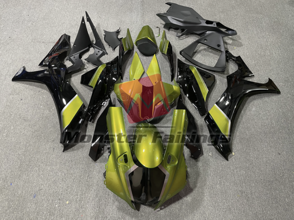 Yamaha R1 2020 - 2025 Gloss Gold Black ABS fairings - custom motorcycle bodywork kit by Monster Fairings