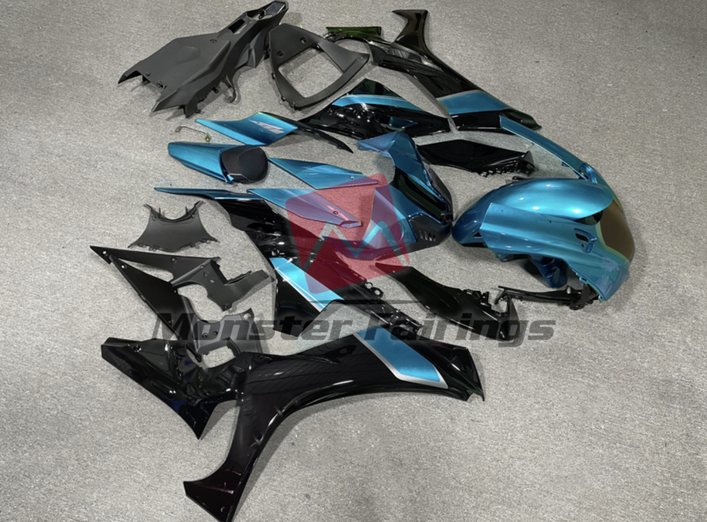 Gloss Light Blue Black ABS fairings for Yamaha R1 2020 - 2025 - premium OEM fit kit by Monster Fairings
