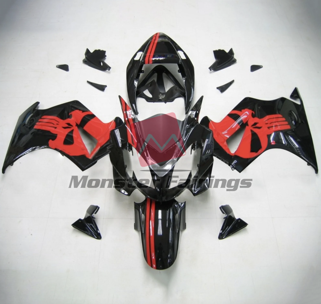 Honda VFR800 2002 - 2012 Red Black Punisher ABS fairings - custom motorcycle bodywork kit by Monster Fairings