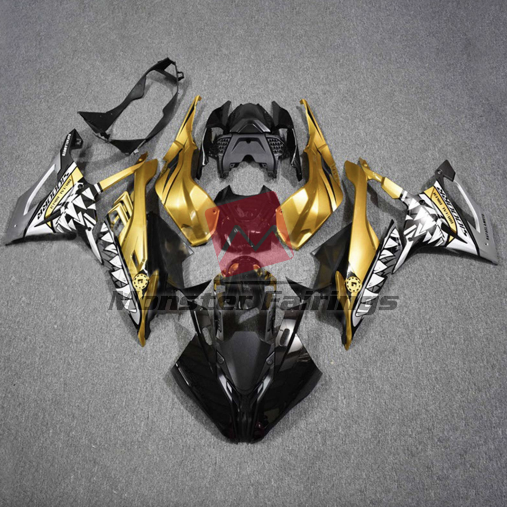 BMW S1000RR 2019 - 2022 Gold Shark ABS fairings - custom motorcycle bodywork kit by Monster Fairings